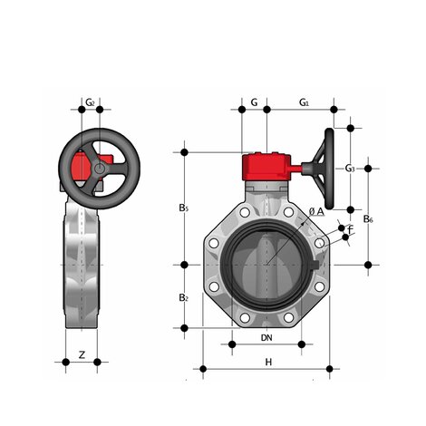 FKOV/RM LUG ISO-DIN - Vanne papillon DN 40:400