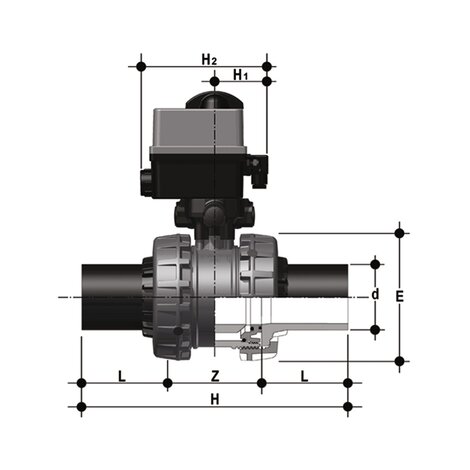 VXEBEV/CE 90-240 V AC - EASYFIT vanne à boisseau sphérique à 2 voies à commande électrique DN 65:100