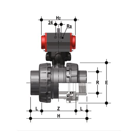 VXEFV/CP NO - vanne à boisseau sphérique Easyfit à 2 voies à actionnement pneumatique DN 65:100