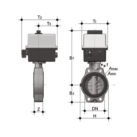 FEOV/CE 90-240V AC - Vanne papillon à commande électrique DN 40:100