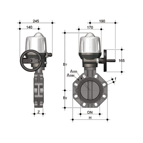 FKOC/CE 90-240V AC - Vanne papillon à commande électrique DN 125:200