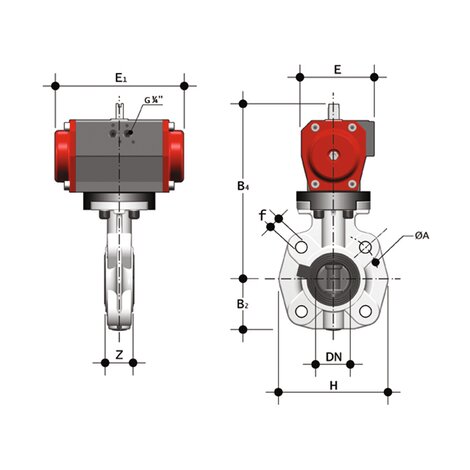 FKOM/CP NC LUG ANSI - Vanne papillon à commande pneumatique DN 65