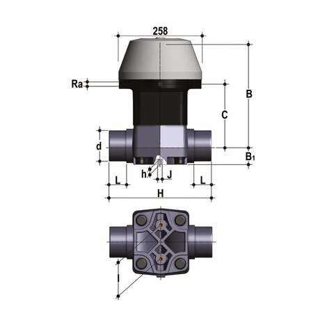 VMDF/CP NC - Vanne à membrane à commande pneumatique DN 80:100