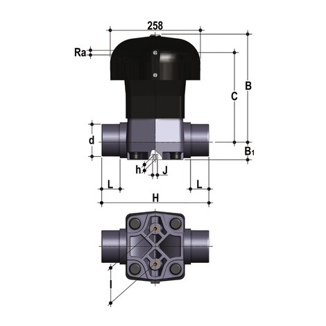 VMDC/CP DA - Vanne à membrane à commande pneumatique DN 80:100