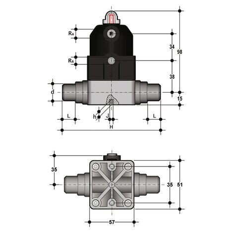 CMDF/CP NC - Vanne à membrane compacte DN 12:15