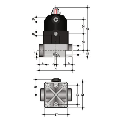CMIF/CP NC - Vanne à membrane compacte DN 12:15