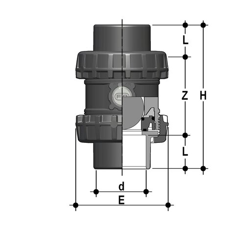 SXEJV - Clapet anti-retour à boule Easyfit DN 65:100