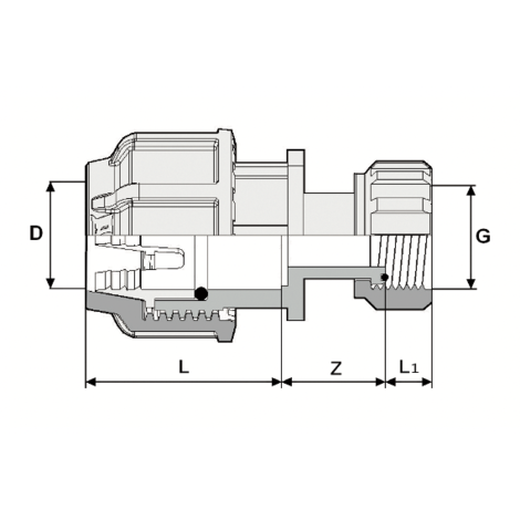 Disegno quotato di adattatore a ghiera 525