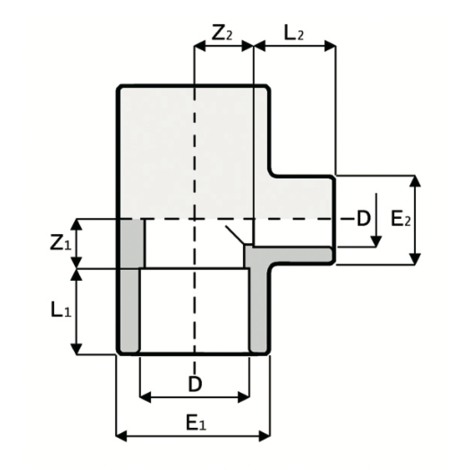 Disegno quotato di Ti a 90° ridotto TR1