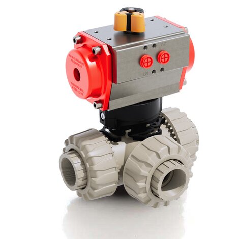 Immagine della LKDFM/CP SA in PP-H - Valvola a sfera a 3 vie DUAL BLOCK® a comando pneumatico DN 10÷50