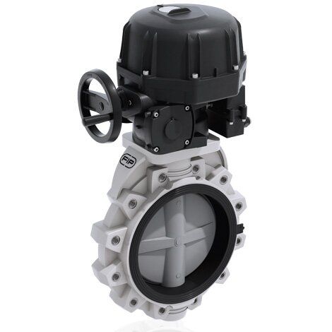 Render di FKOC/CE 24V AC/DC LUG ANSI - Valvola a farfalla a comando elettrico in PVC-C DN 250÷300