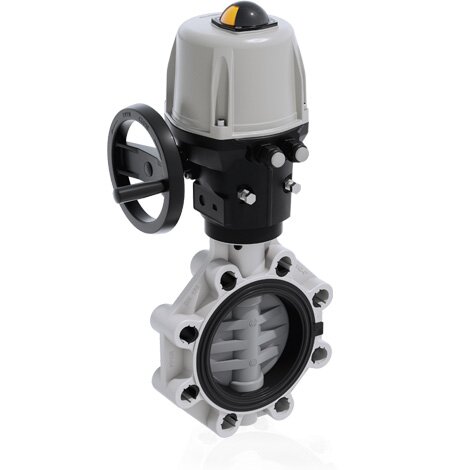 Render di FKOC/CE 90-240V AC - Valvola a farfalla a comando elettrico in PVC-C DN 250÷300