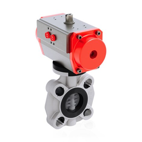 Render di FKOC/CP NC - Valvola a farfalla a comando pneumatico in PVC-C DN 40÷65