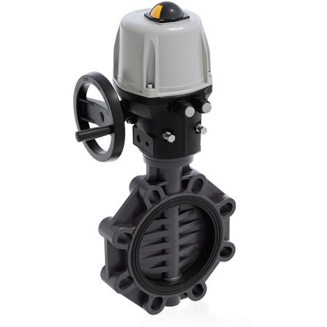 Render di FEOV/CE 24V AC/DC - Valvola a farfalla in PVC-U a comando elettrico DN 40÷65
