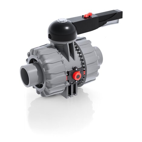 Render della valvola a sfera a 2 vie DUAL BLOCK® VKDDC - DN 65:100 in PVC-C