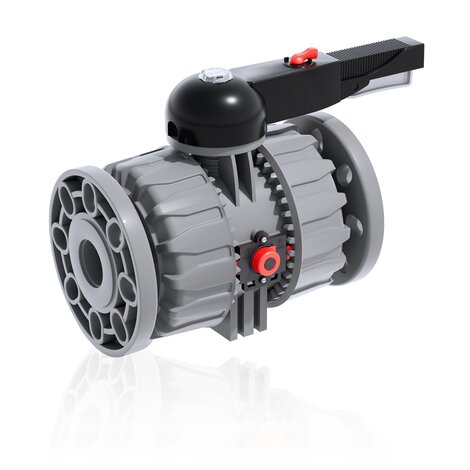 Render della valvola a sfera a due vie DUAL BLOCK® VKDOAC - DN 65÷100 in PVC-C