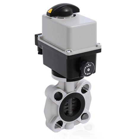 Render di FKOV/CE 90-240V AC - Valvola a farfalla a comando elettrico DN 40:65 in PVC-U