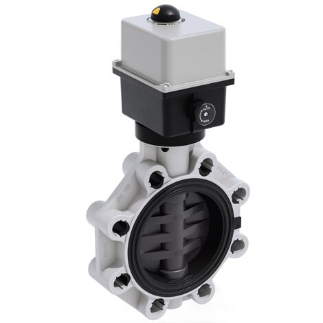 Render di FKOV/CE 24V AC/DC - Valvola a farfalla a comando elettrico DN 100 in PVC-U
