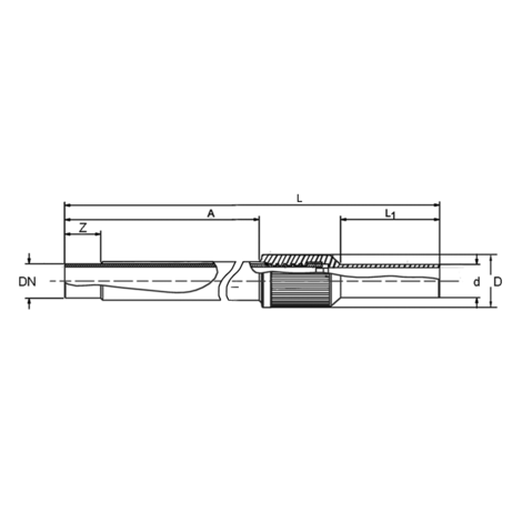 Raccord PE-HD extrémité pointue / tube acier