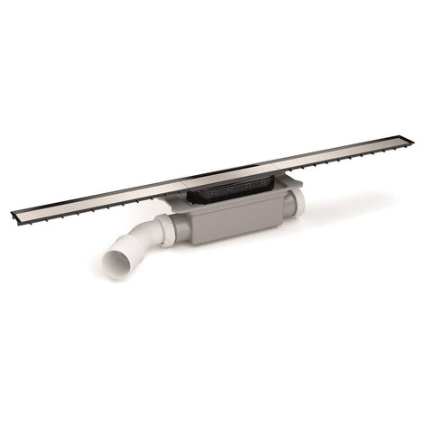 Caniveau avec grille largeur 40mm en différentes longueurs. Siphon démontable, filtre à cheveux. Sortie latérale orientable 40M/50M.
