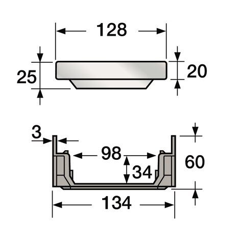 Caniveau bas avec grille acier galva - B125 - L100 int Connecto