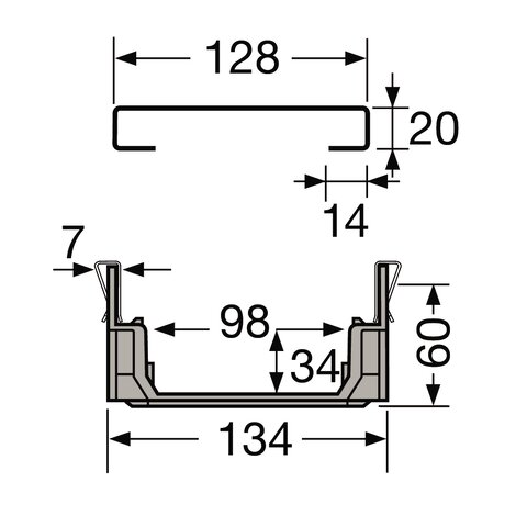 1M CAN BAS. L.130 FEUI INOX PERFOREE A15 INOX