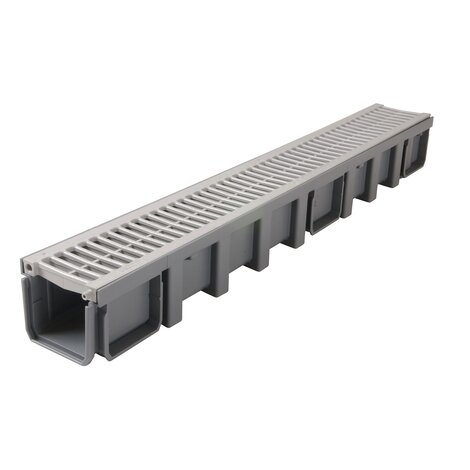 1M CANIVEAU LARG.130 GRILLE A15 PVC GRIS