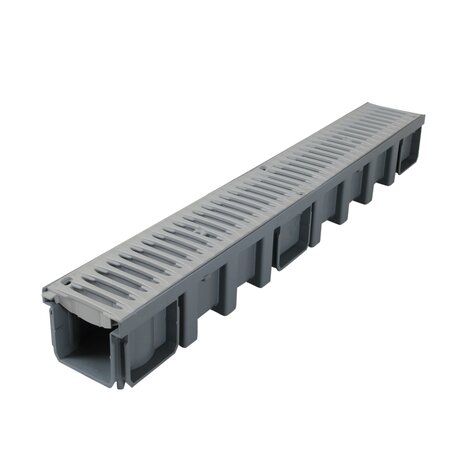 1M CANIVEAU LARG.130 GRILLE B125 PVC GRIS
