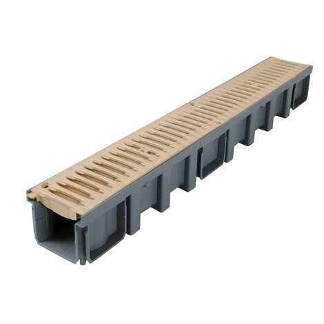 1M CANIVEAU LARG.130 GRILLE B125 PVC SABLE