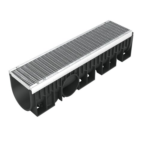 Caniveau avec grille acier - B125 - L200 int Kenadrain