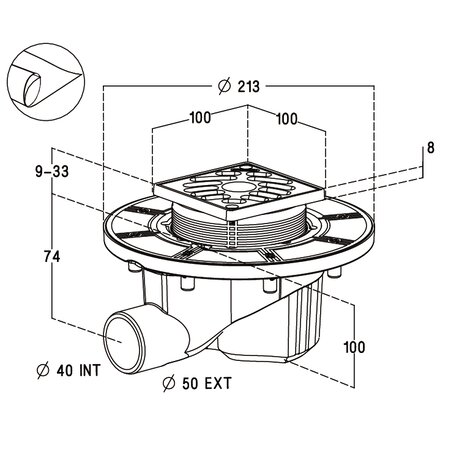 SIPHON HORI.CADRE+GR. PVC+NATTE NICOLL