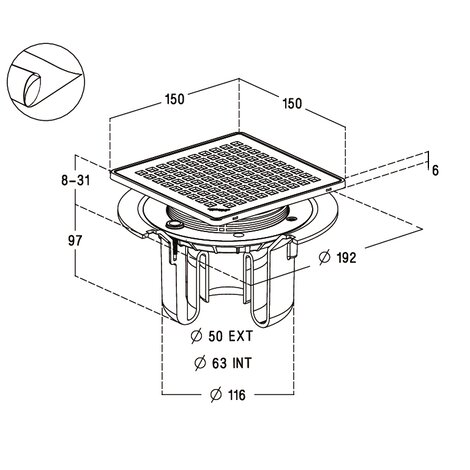 SIPHON VERT.CADRE+GR. INOX+NATTE NICOLL