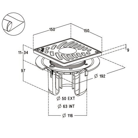 SIPHON VERT.CADRE+GR. PVC+NATTE NICOLL